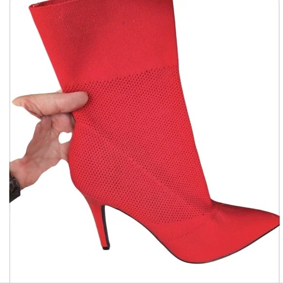 Brash Women's Xaya Red Mid-Calf Pointed Toe Stiletto Sock Boots 8 Sexy Booties - Picture 8 of 11